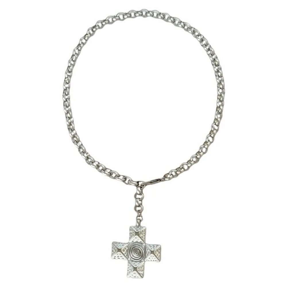 Maltese Cross Pendant Necklace 18K White Gold Plated Perfect for Layering